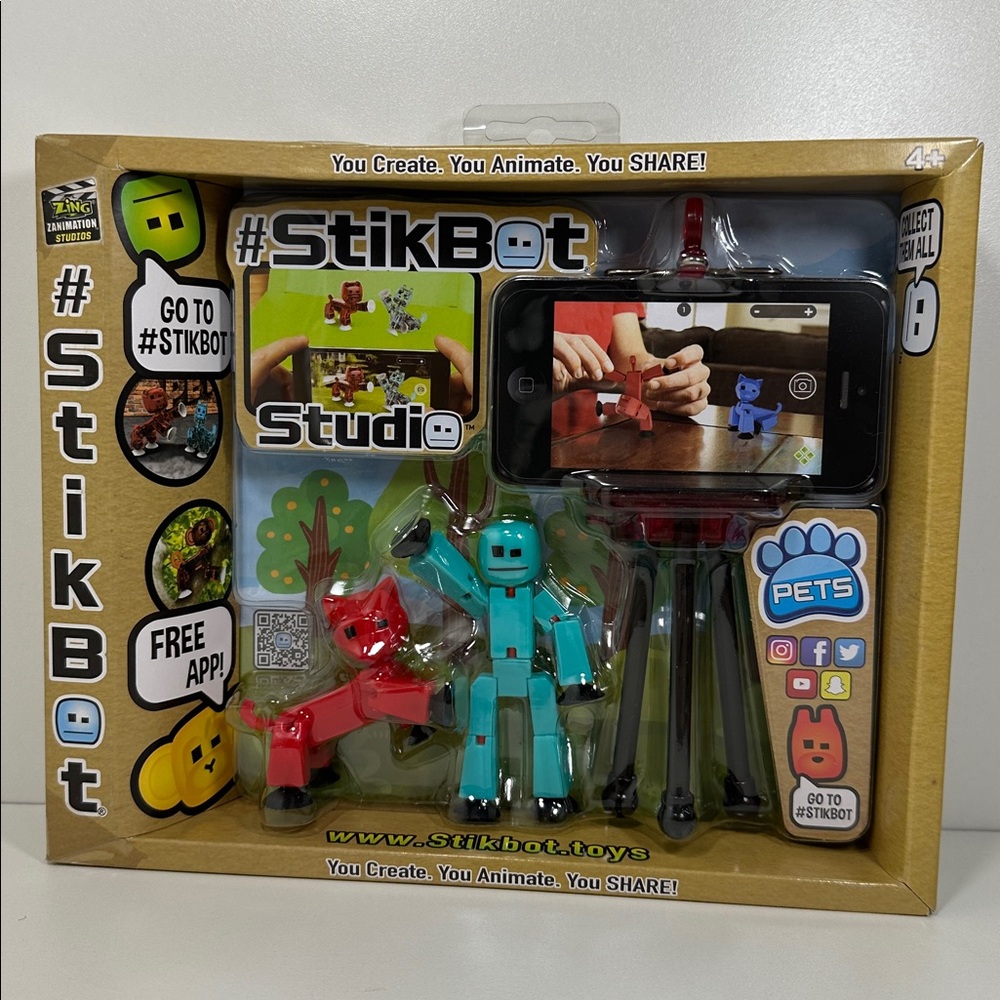 Stikbot Studio Pets Blue Stikbot & Red Stikpet set New